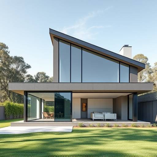 Modern minimalist house with large windows