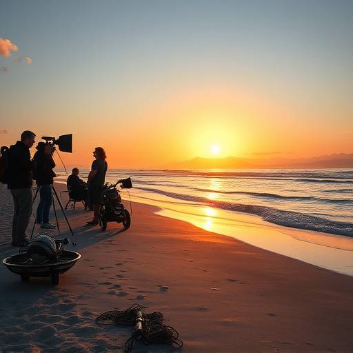 Tranquil beach setting for a video shoot